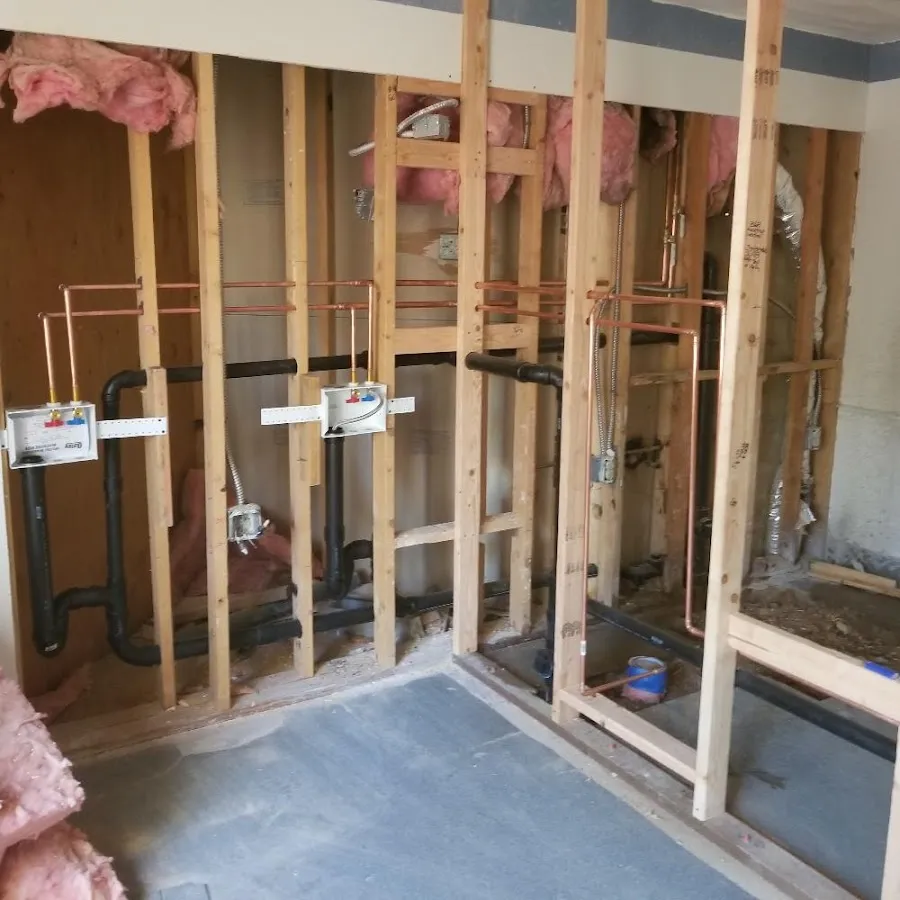 Copper pipe rough-in and plumbing installation in Louisburg